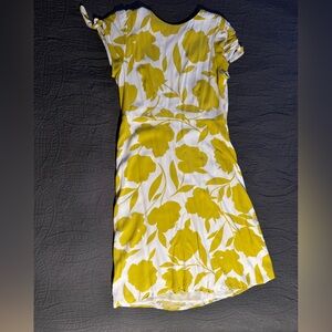 Ann Taylor White and Yellow Floral Midi Dress